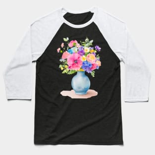 Vase of watercolor flowers Baseball T-Shirt